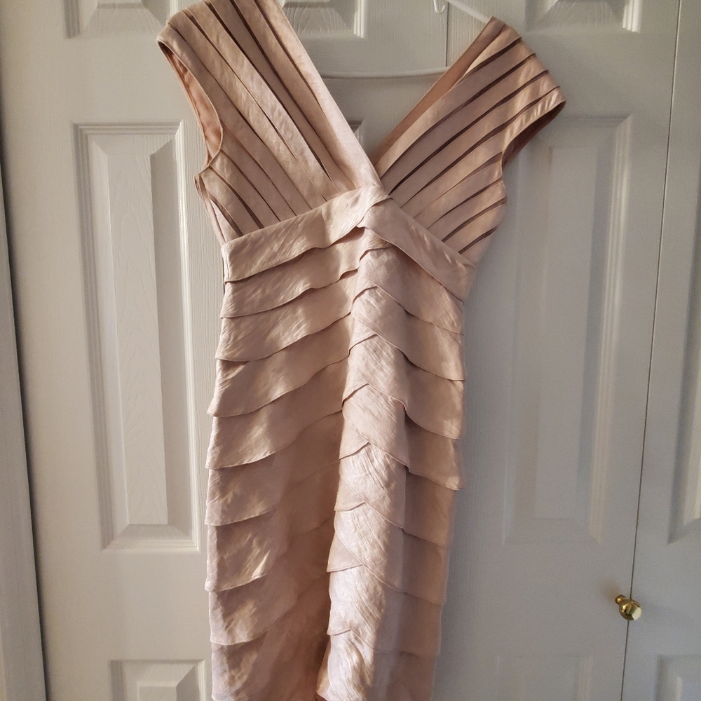 Adrianna Papell Evening Dress Size 4 Pale Pink Knee Length